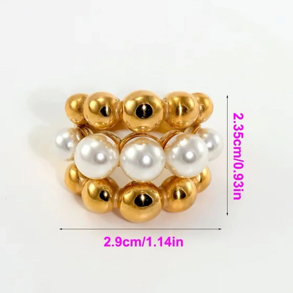 Baroque Pearl Gold Beads Pearl Rings - Picture 13 of 15